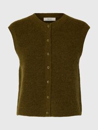 WOOL BLEND  WAISTCOAT, Fir Green, highres