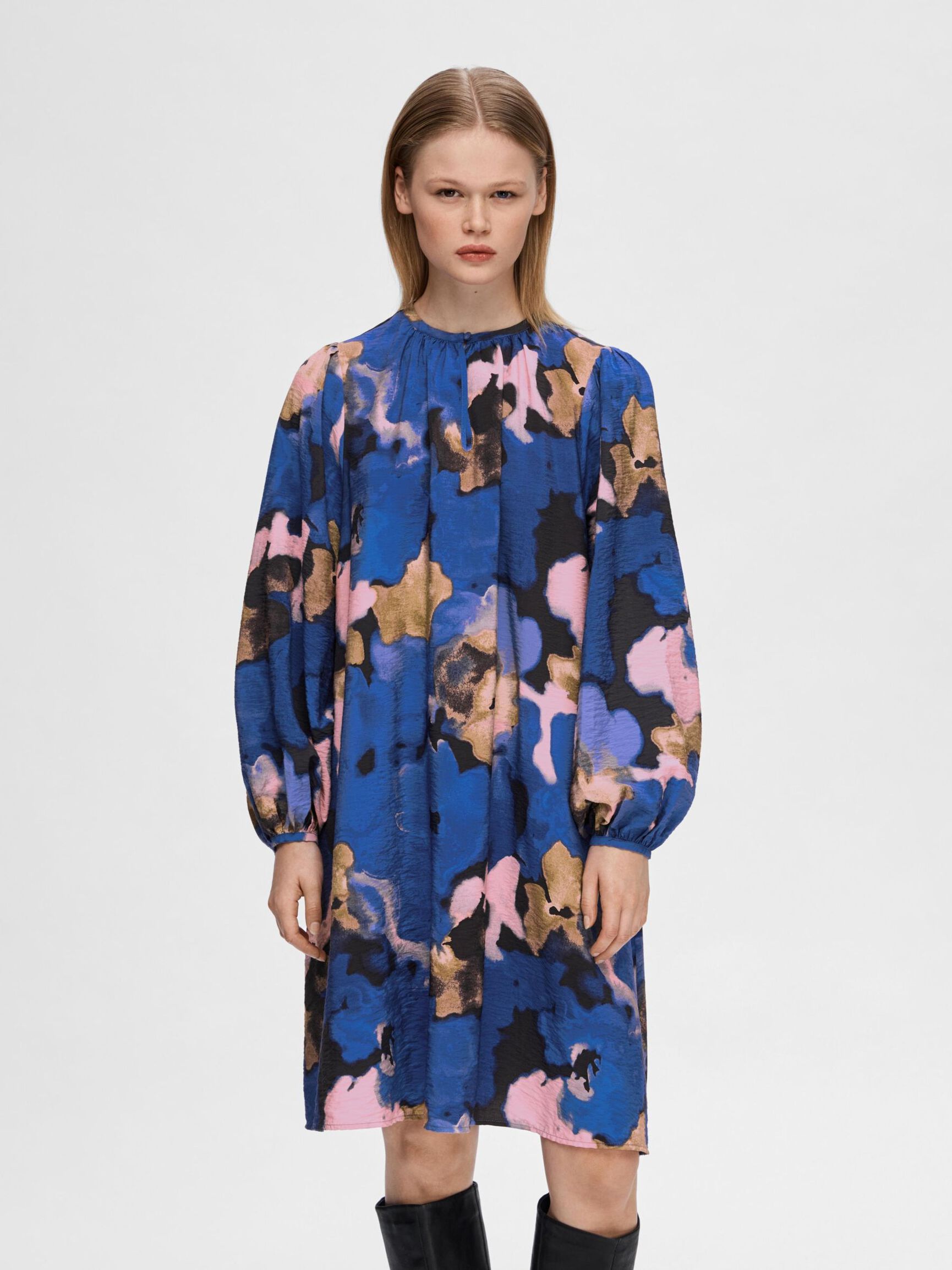PRINTED MINI DRESS, Dark Sapphire, highres