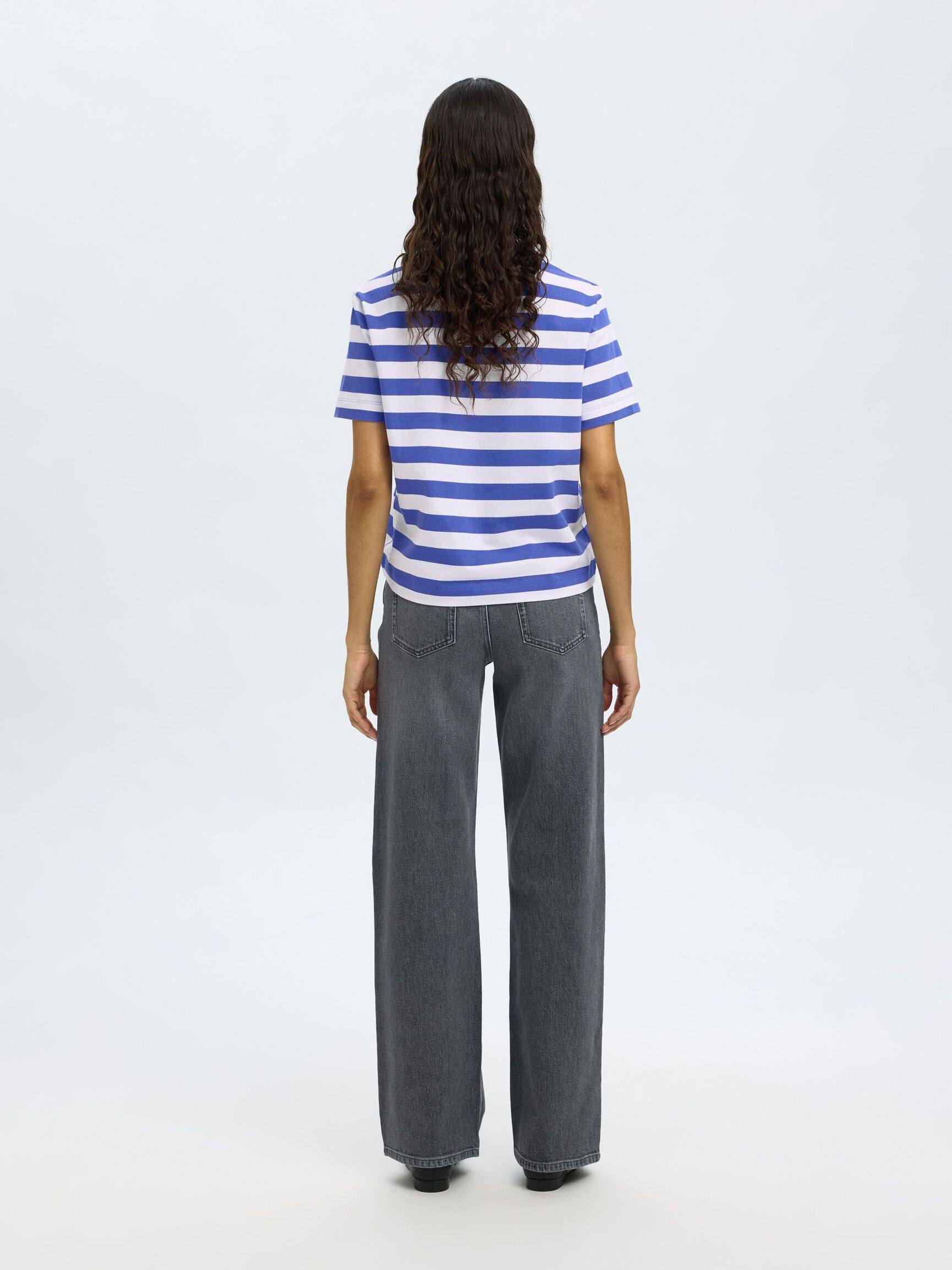 STRIPED BOXY FIT T-SHIRT, Dazzling Blue, highres