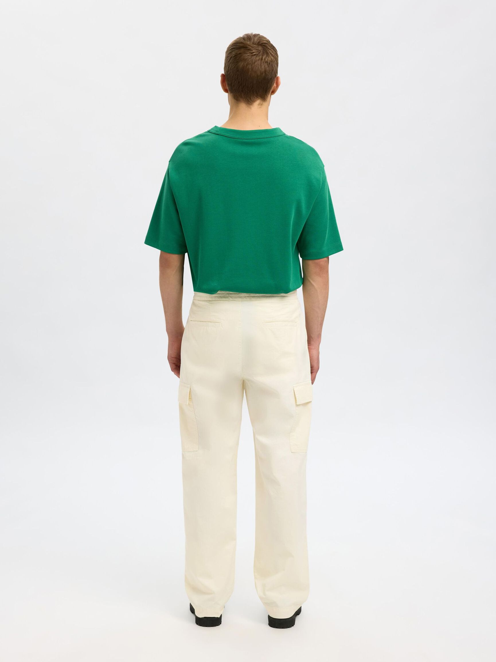 LOOSE FIT CARGO TROUSERS, Egret, highres