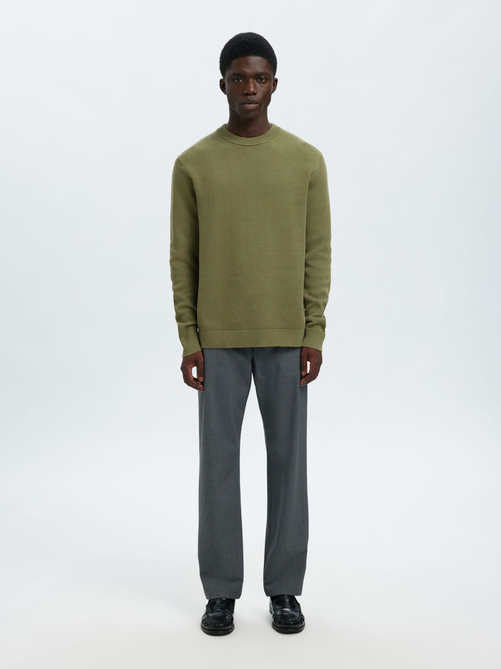 CREWNECK JUMPER, Deep Lichen Green, highres