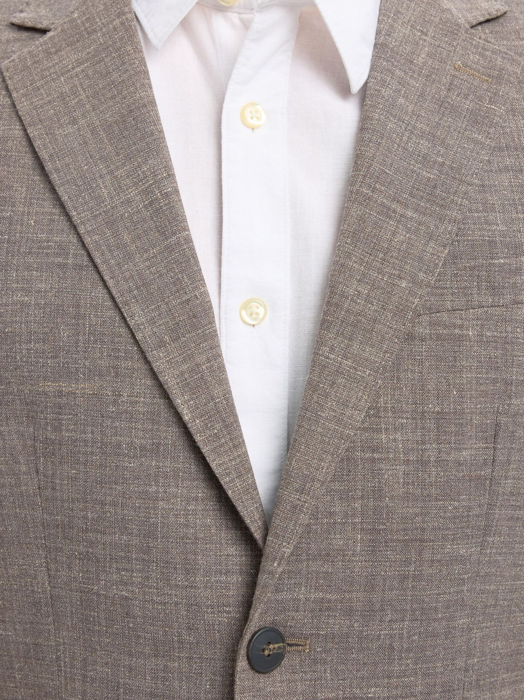 SLIM FIT SINGLE-BREASTED BLAZER, Dark Sand Melange, highres