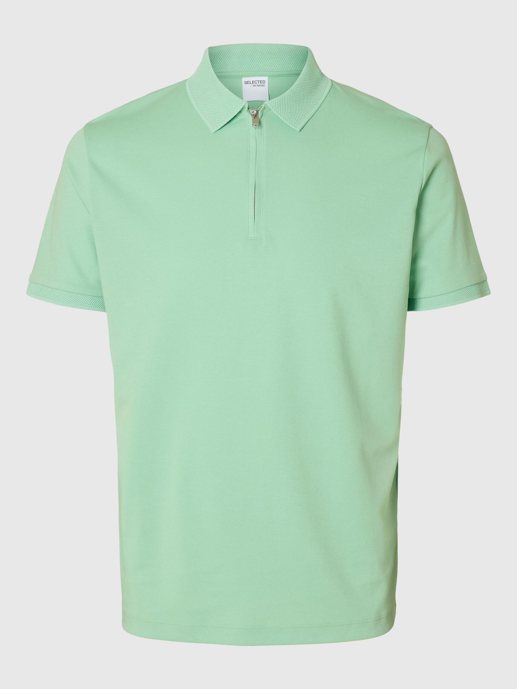 ZIPPER POLO SHIRT, Hemlock, highres