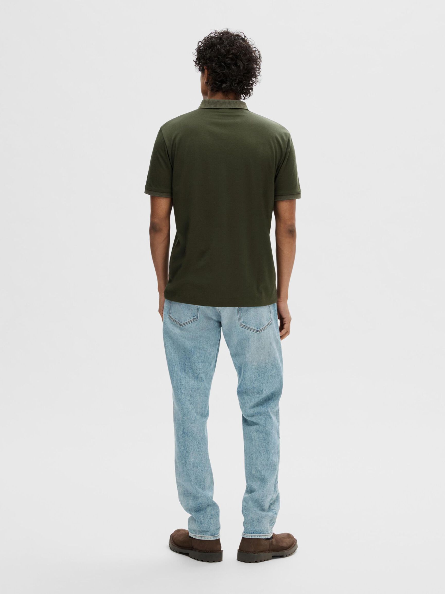 ZIPPER POLO SHIRT, Forest Night, highres