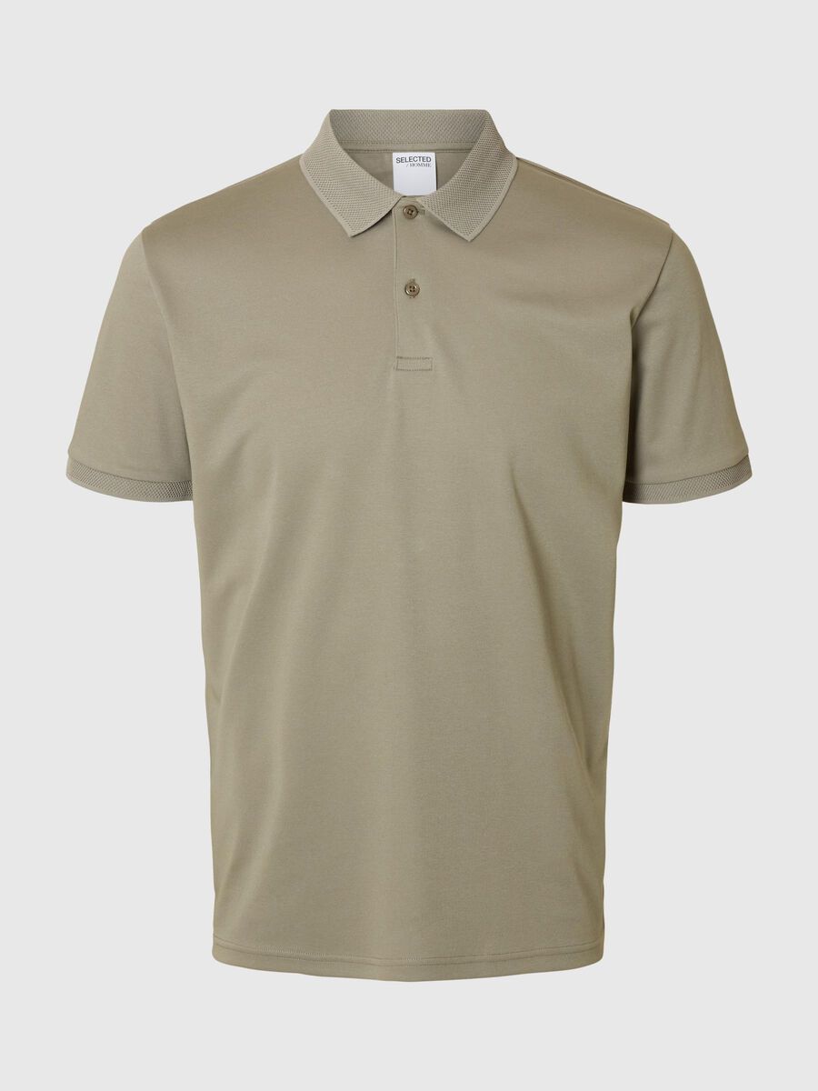Selected KURZARM POLO SHIRT, Vetiver, highres - 16099994_Vetiver_001.jpg