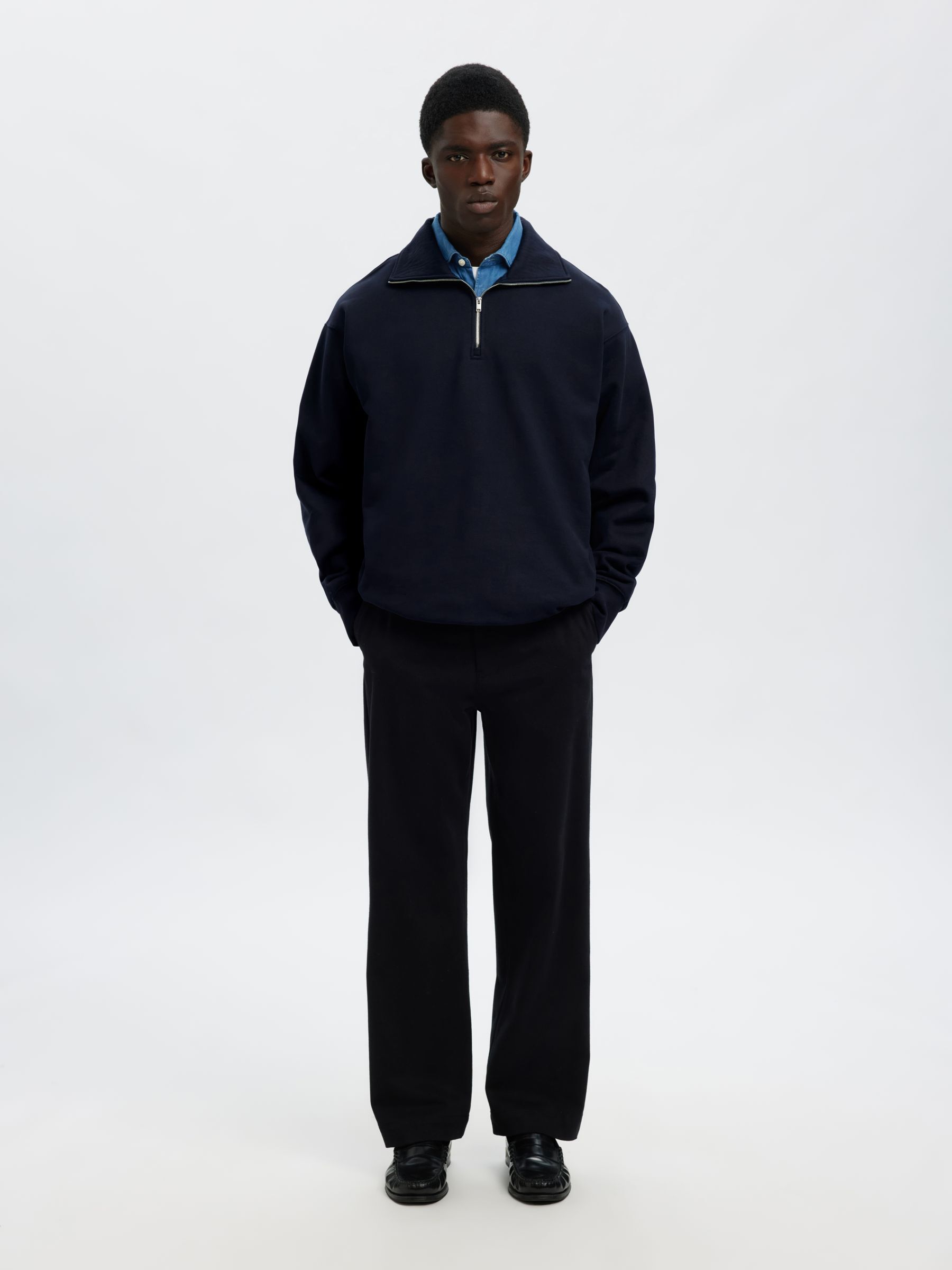 BAUMWOLL SWEATSHIRT MIT REISSVERSCHLUSS, Sky Captain, highres