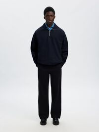 BAUMWOLL SWEATSHIRT MIT REISSVERSCHLUSS, Sky Captain, highres