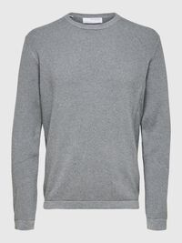 WAFFLE KNIT JUMPER, Medium Grey Melange, highres