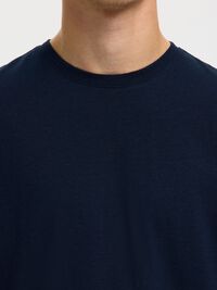 LINEN BLEND  T-SHIRT, Sky Captain, highres