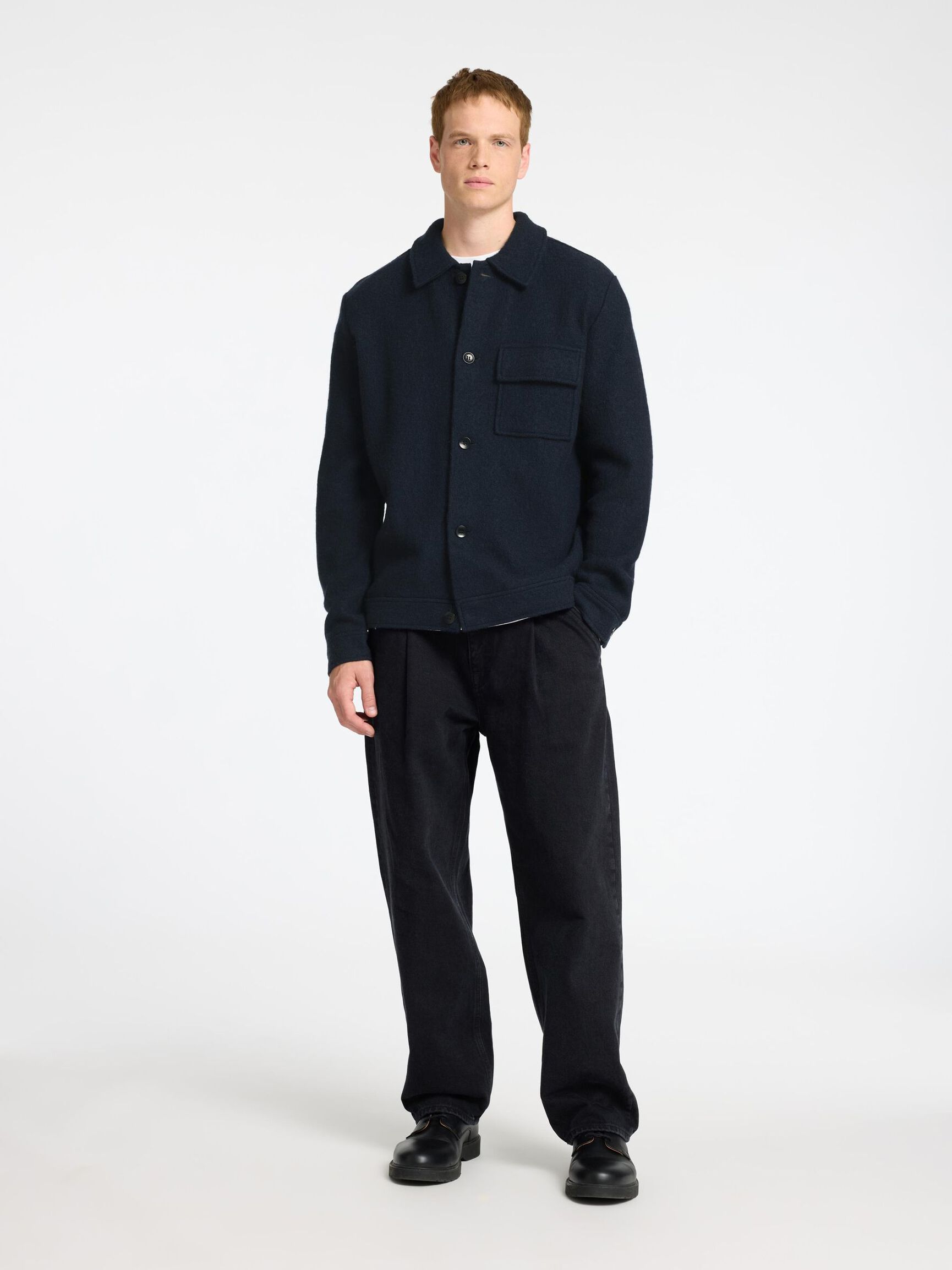 100% WOOL SHACKET, Sky Captain, highres