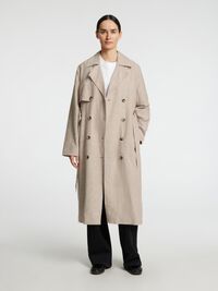 LINNENMIX DUBBELE KNOPENRIJ TRENCHCOAT, Nomad, highres
