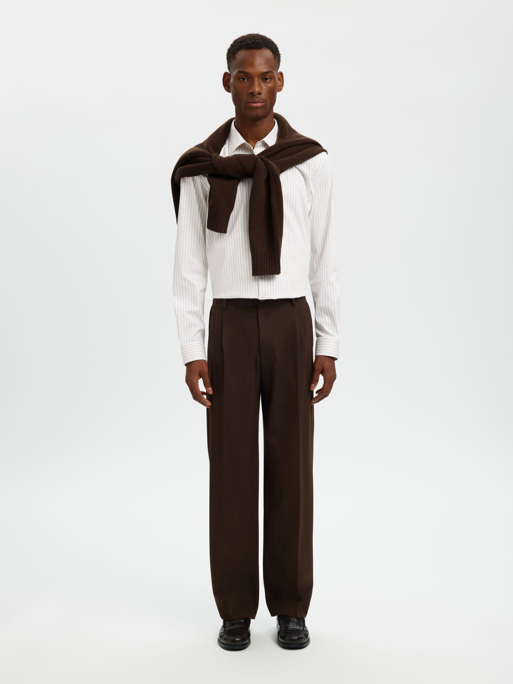 SLIM FIT SKJORTA, Sand, highres