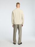 Selected RIBBED HALF ZIP LONG-SLEEVED POLO, Oatmeal, highres - 16095710_Oatmeal_004.jpg