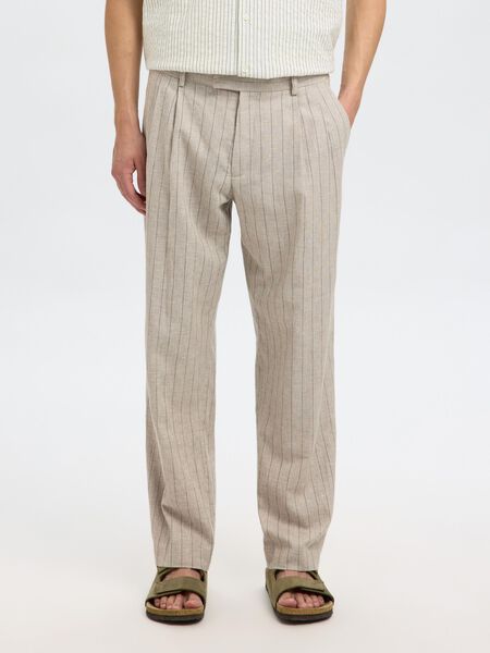 Selected LINEN BLEND SUIT TROUSERS, Oatmeal, highres - 16097643_Oatmeal_1183374_003.jpg