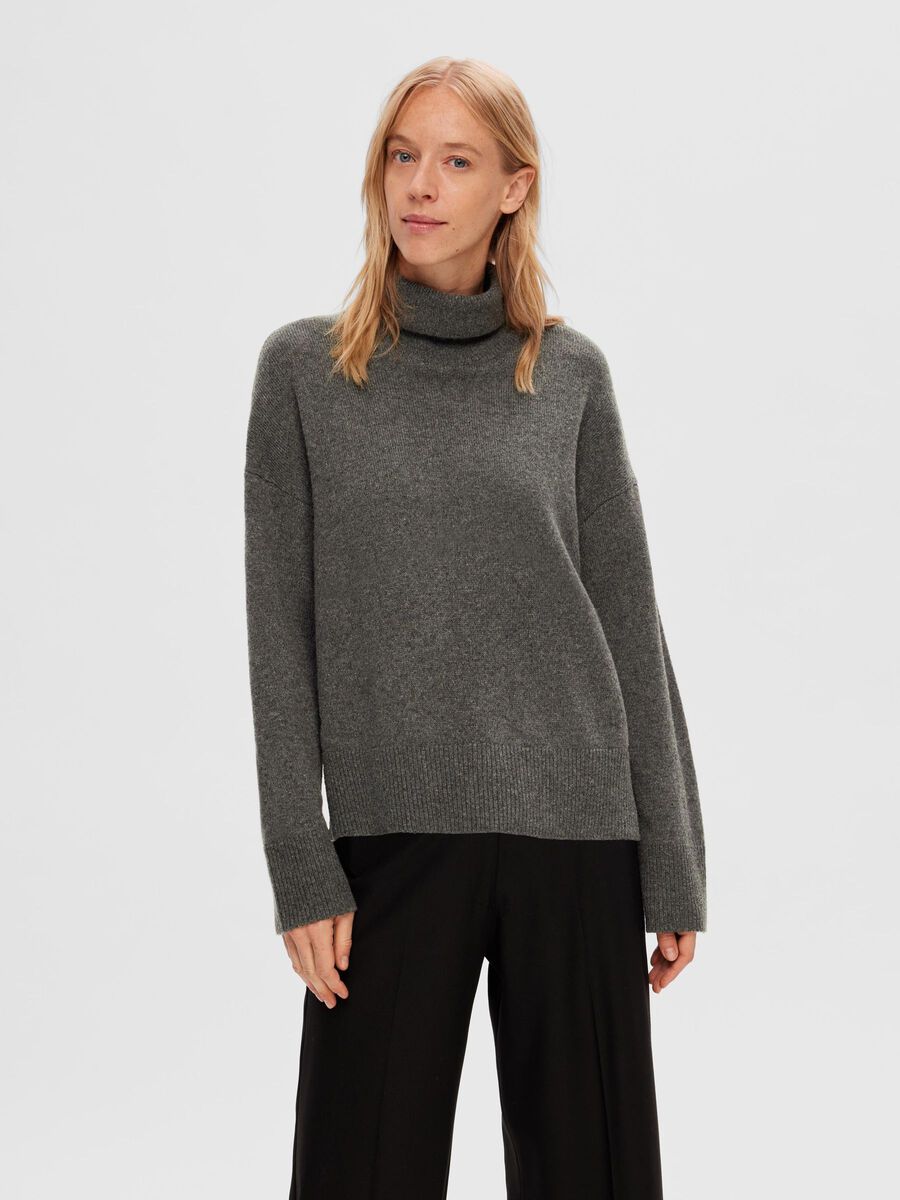 Selected WOOL BLEND ROLL NECK JUMPER, Medium Grey Melange, highres - 16093235_MediumGreyMelange_003.jpg