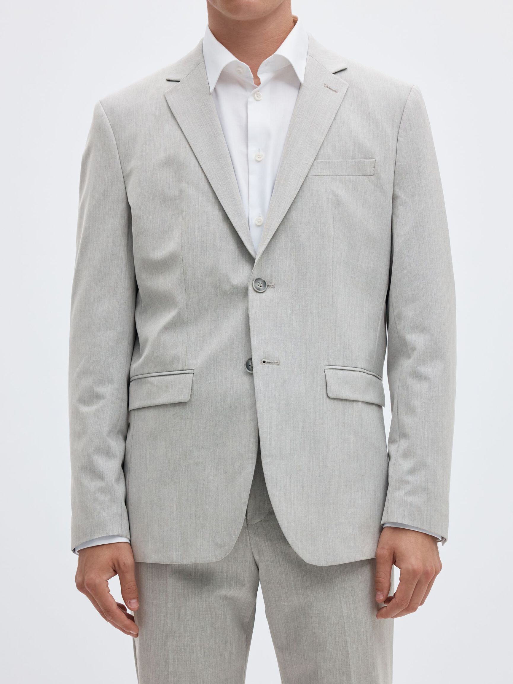 VISCOSE BLEND SLIM FIT BLAZER, Light Grey Melange, highres