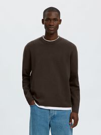 COTTON BLEND PULLOVER, Turkish Coffee, highres
