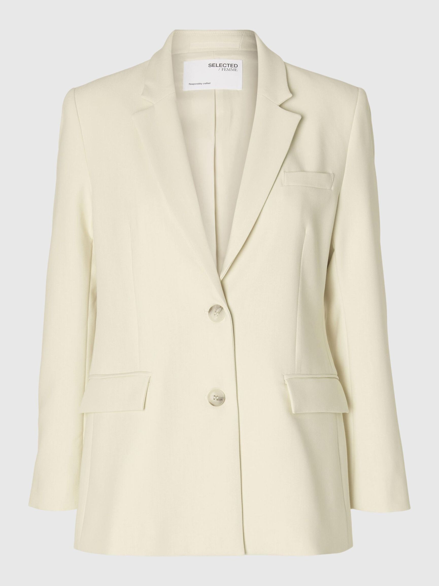 TÆTSIDDENDE ENKELT BREASTED PEAK REVERS BLAZER, Birch, highres