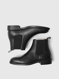 LEATHER CHELSEA BOOTS, Black, highres