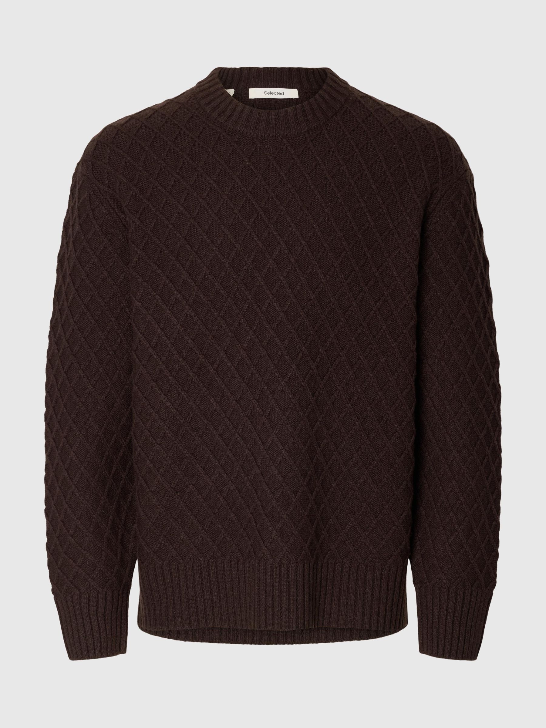 TEJIDO TEXTURIZADO JERSEY DE CUELLO REDONDO, Chocolate Torte, highres