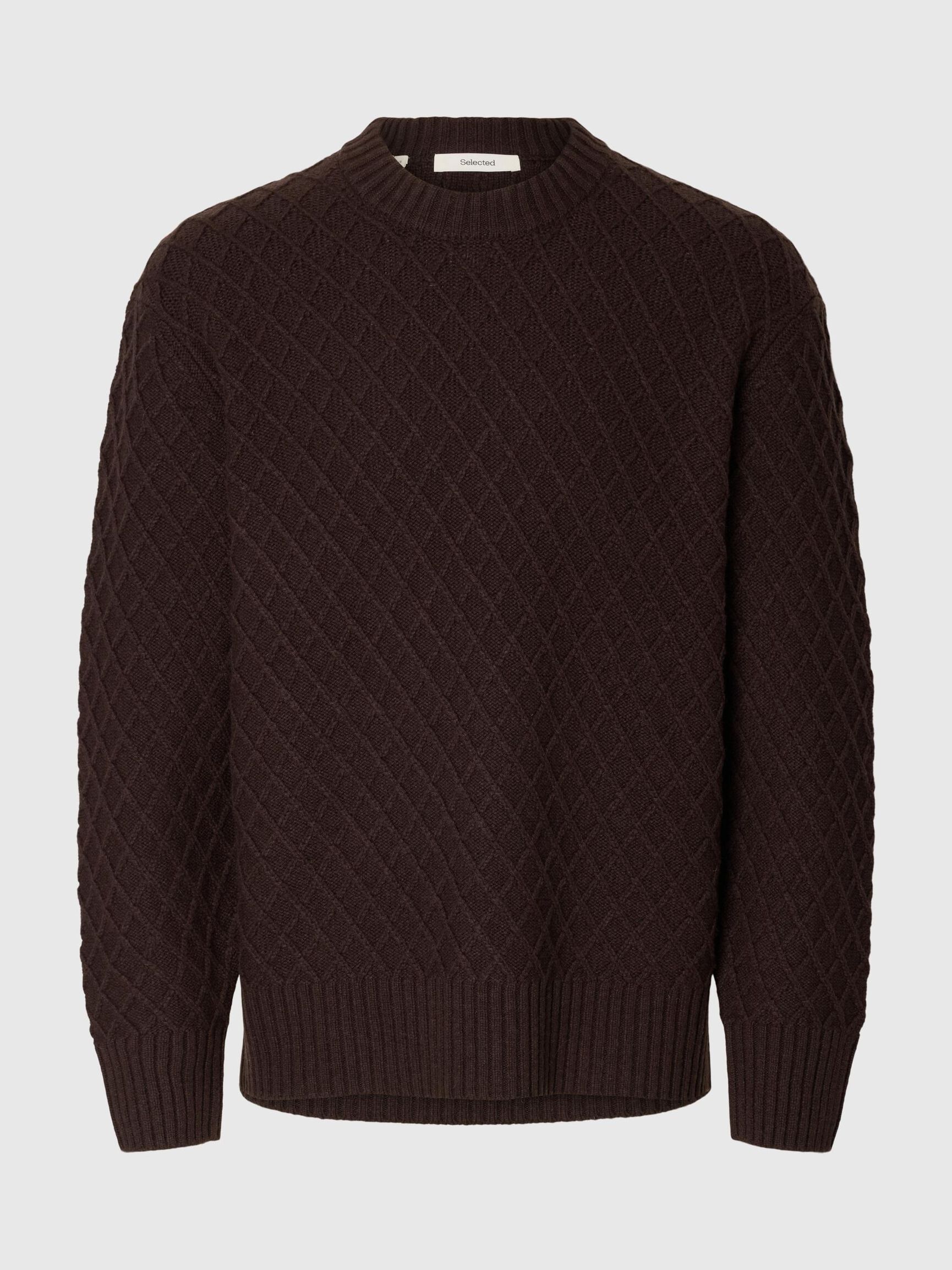 TEJIDO TEXTURIZADO JERSEY DE CUELLO REDONDO, Chocolate Torte, highres