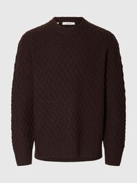 TEJIDO TEXTURIZADO JERSEY DE CUELLO REDONDO, Chocolate Torte, highres