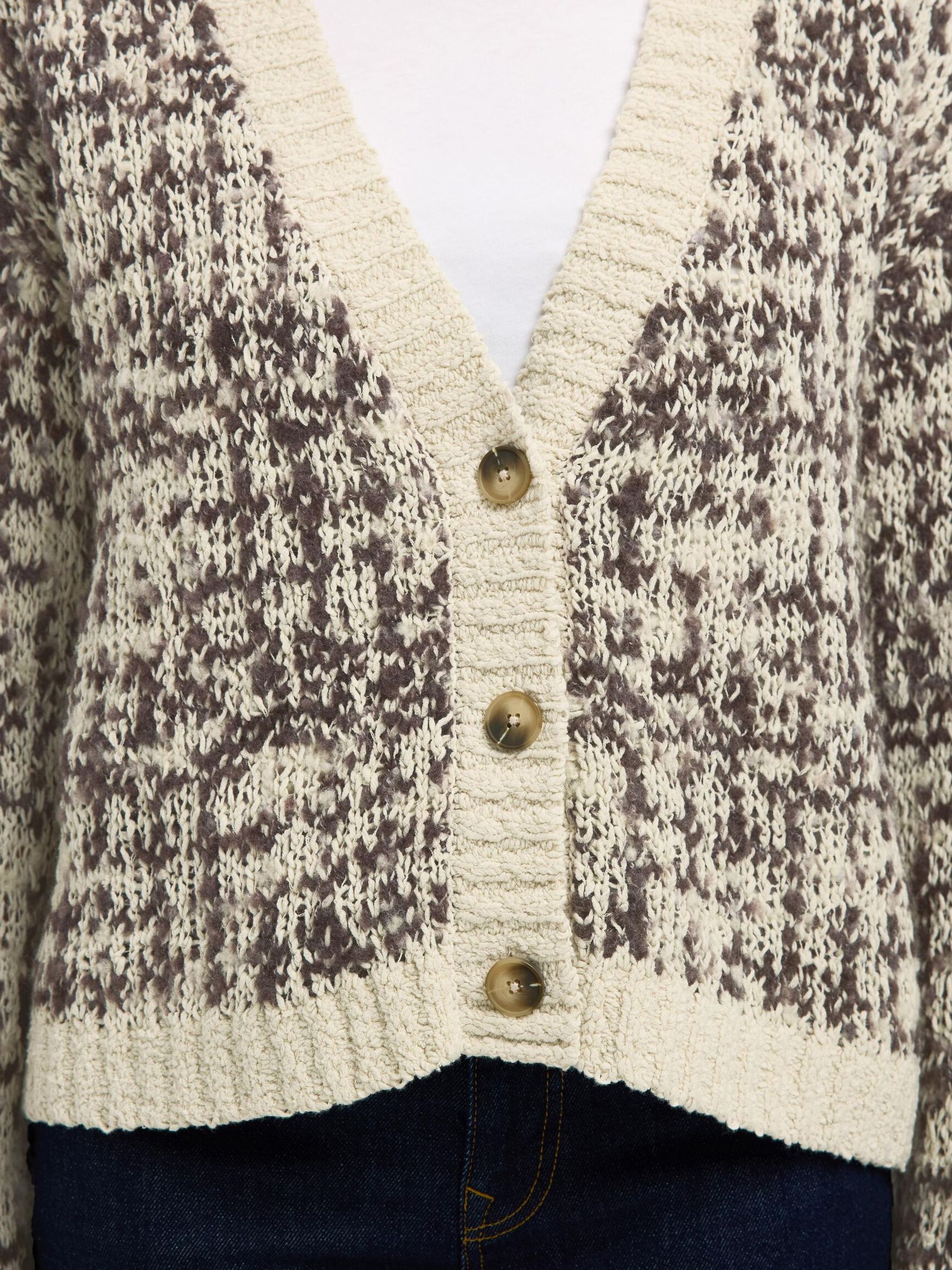 WOOL BLEND KNITTED CARDIGAN, Birch, highres