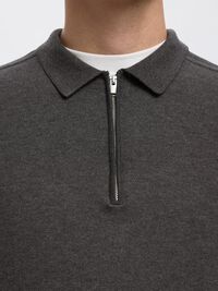 KNITTED LONG-SLEEVED POLO, Antracit, highres