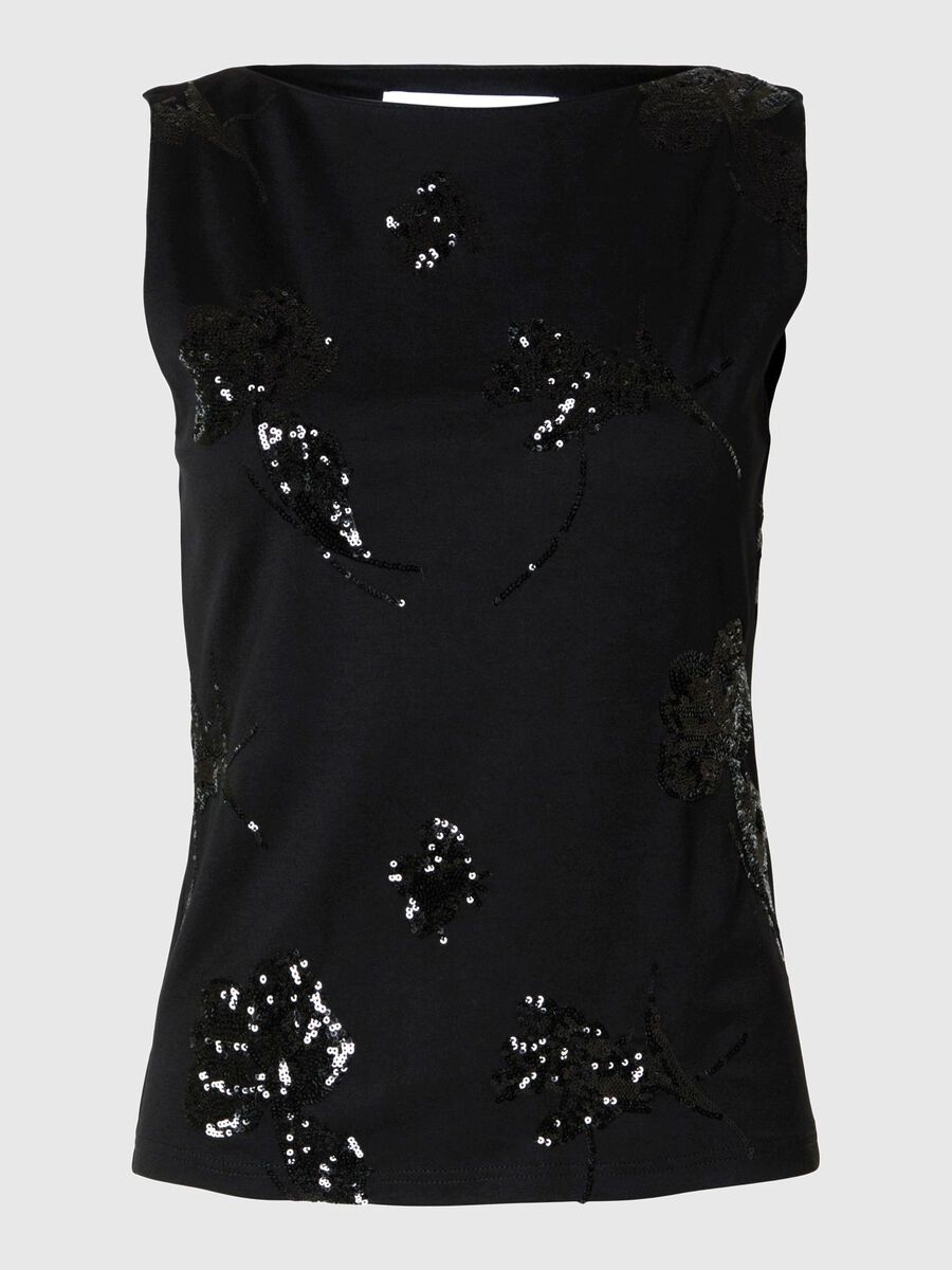 Selected SEQUINED SLEEVELESS TOP, Black, highres - 16096008_Black_001.jpg