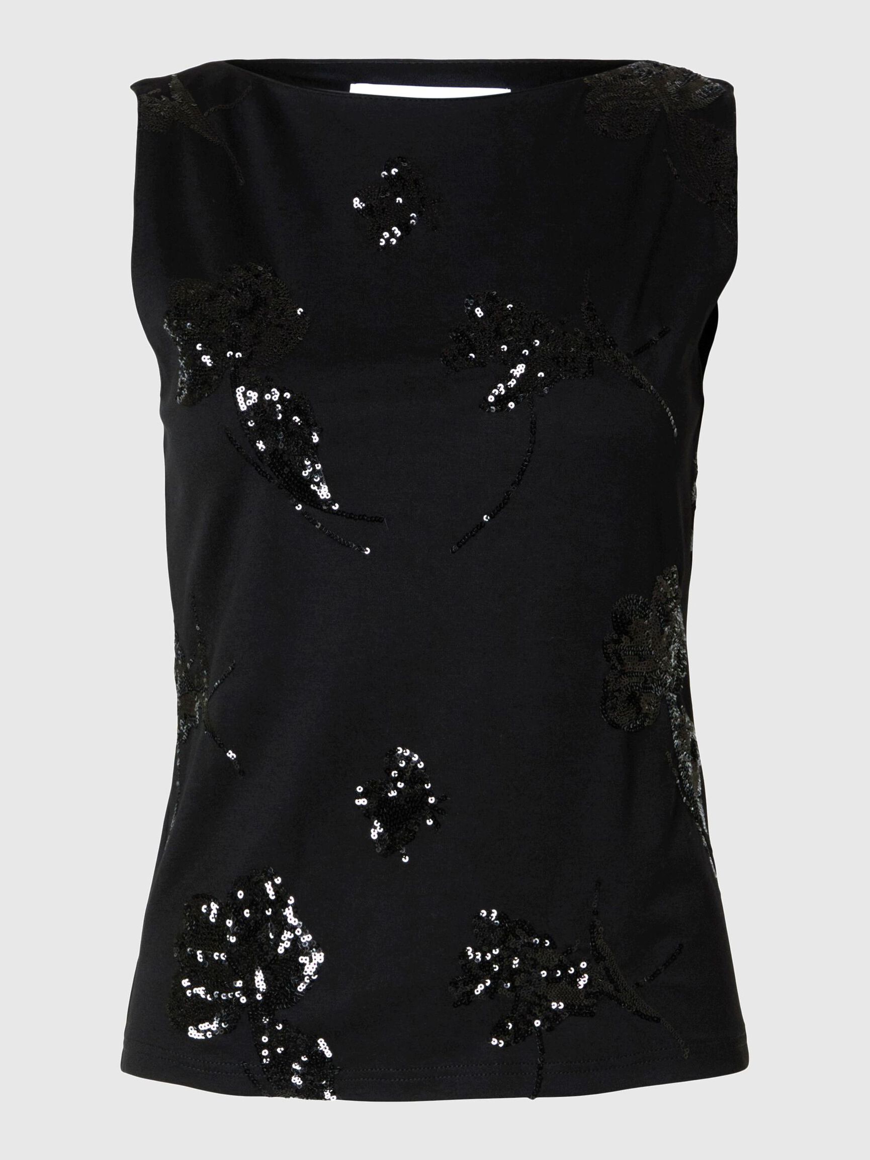 PAILLETTEN TOP, Black, highres