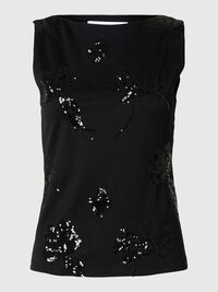PAILLETTEN TOP, Black, highres