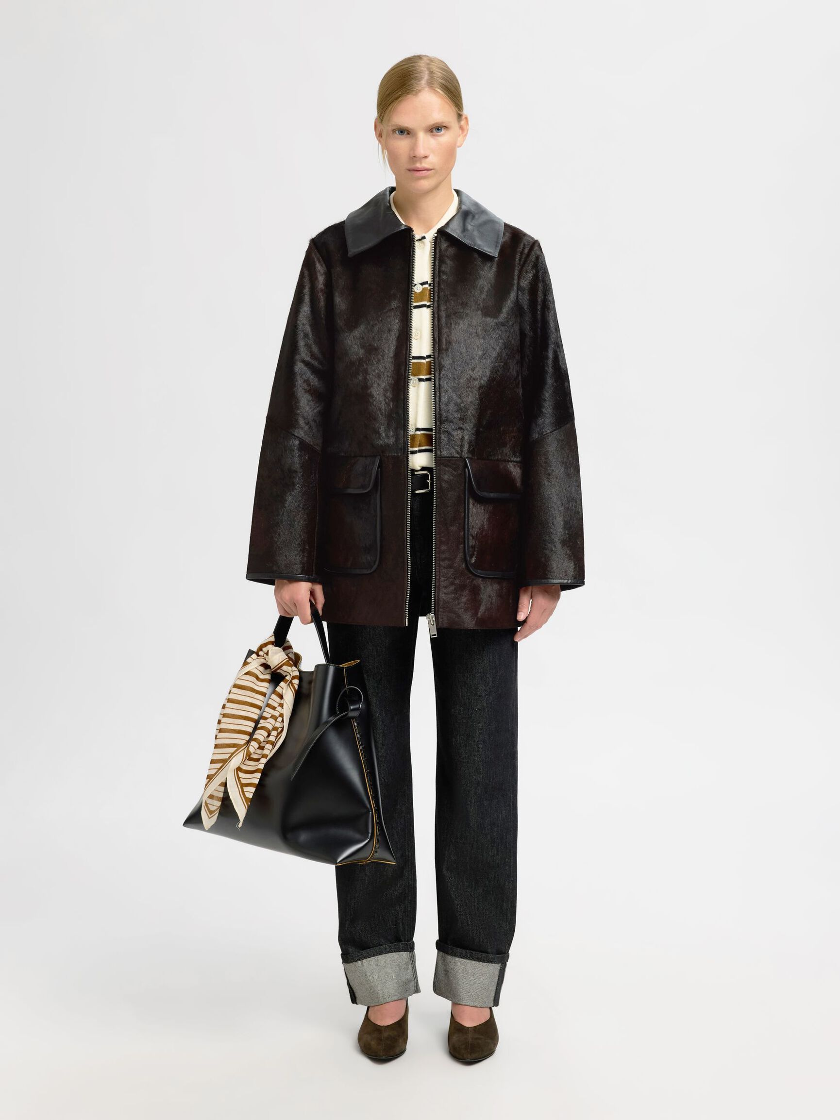 COW LEATHER JACKET, Delicioso, highres