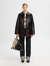 COW LEATHER JACKET, Delicioso, highres