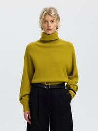 WOOL BLEND TURTLENECK, Avocado Oil, highres