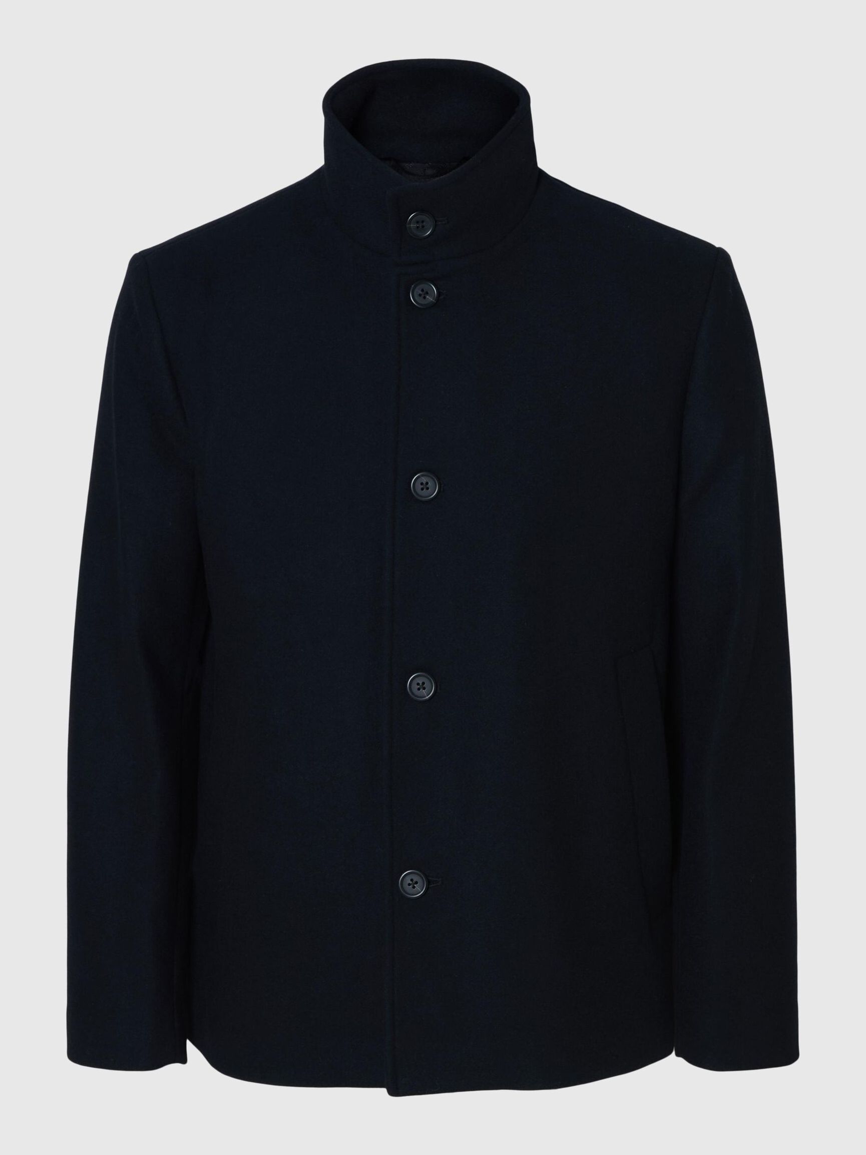 WOOL BLEND JACKET, Black, highres