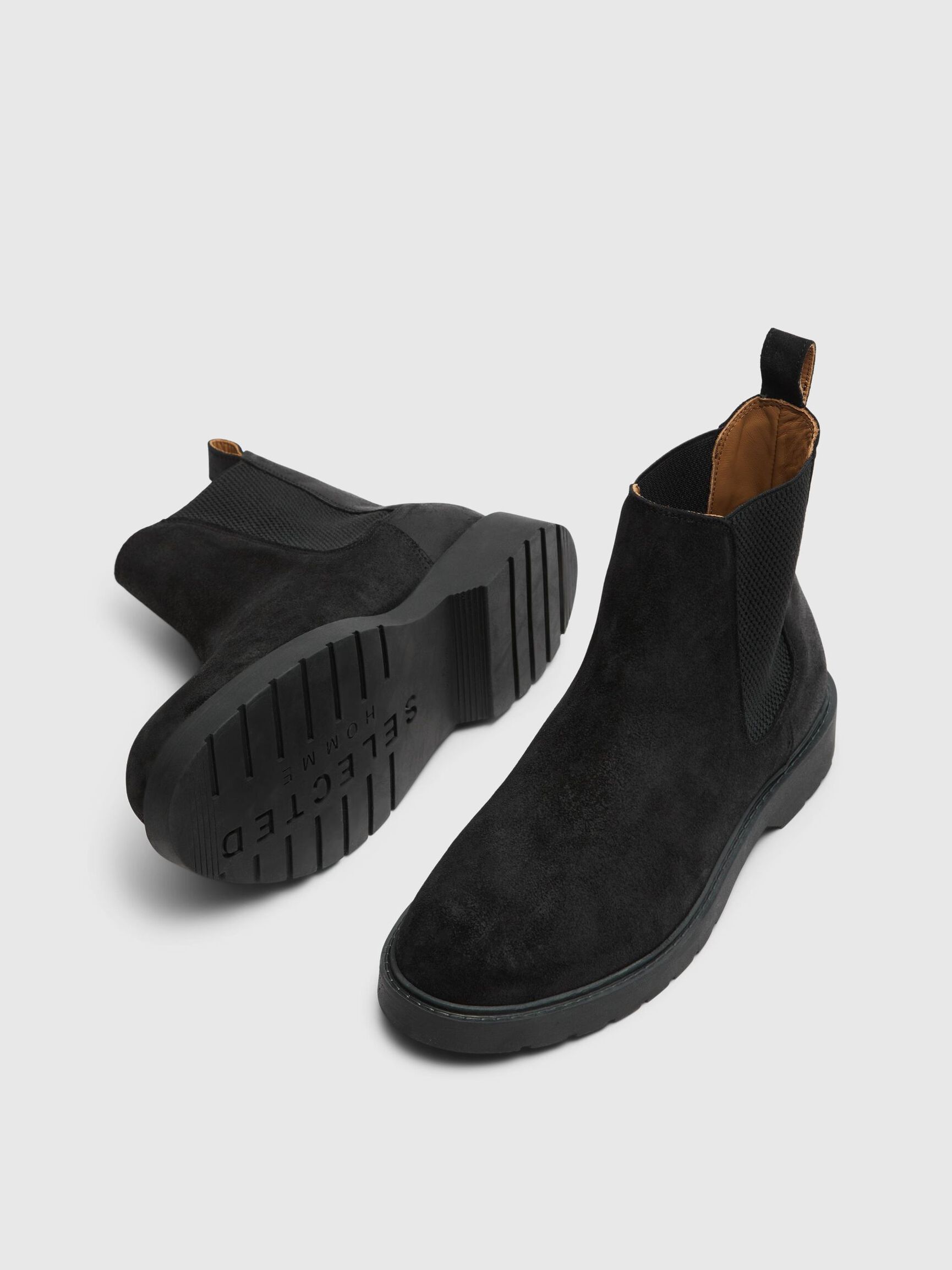 WILDLEDER CHELSEA BOOTS, Black, highres