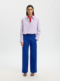 MID WAIST WIDE-LEG TROUSERS, Mazarine Blue, highres