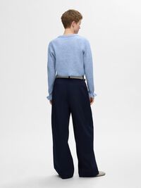 WOOL BLEND RUFFLED SLEEVE PULLOVER, Endless Sky, highres
