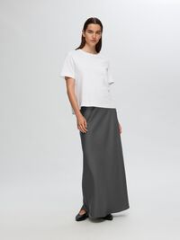 SATIN MAXI SKIRT, Volcanic Ash, highres