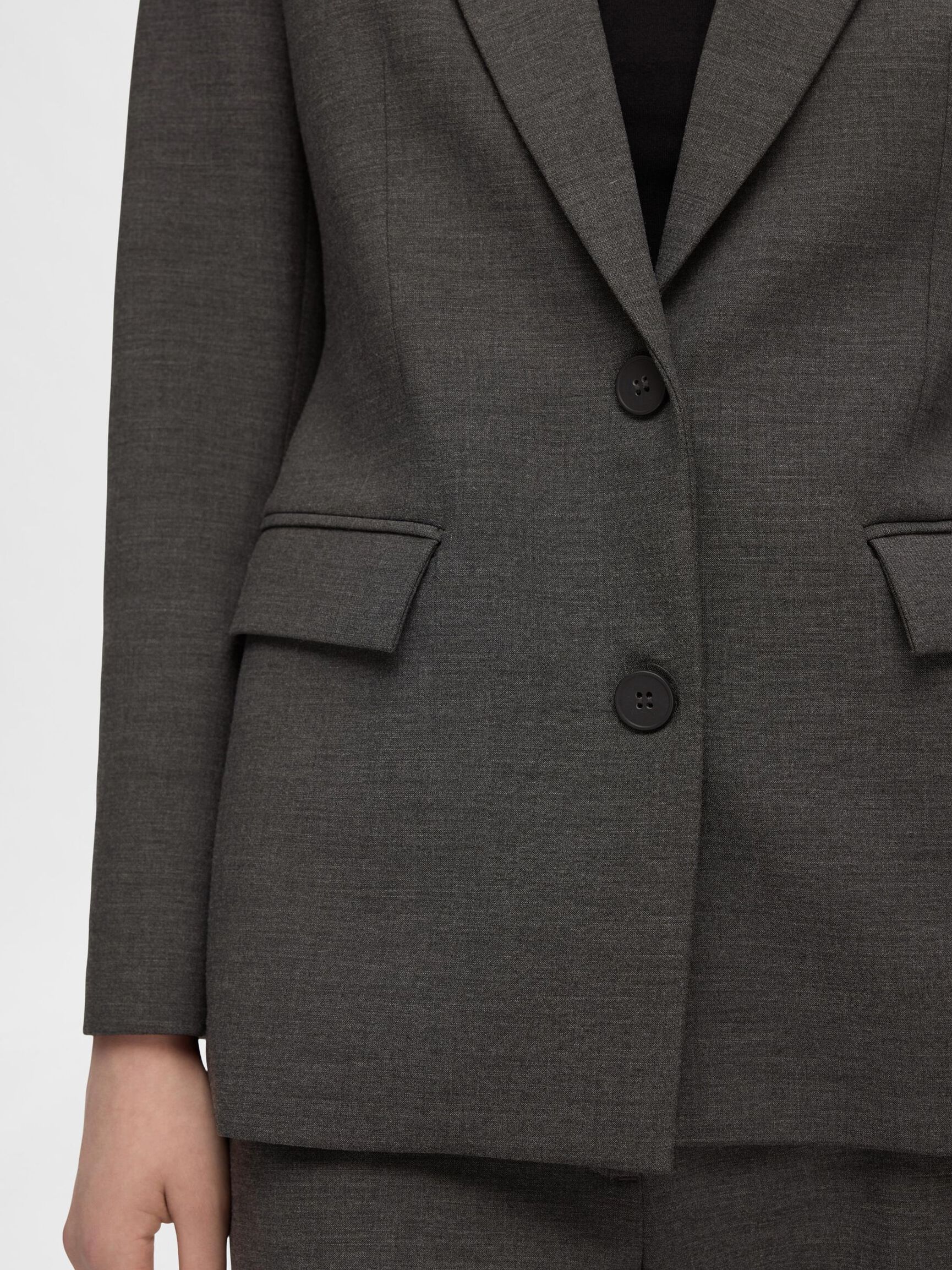 VISCOSE BLEND CLASSIC BLAZER, Dark Grey Melange, highres