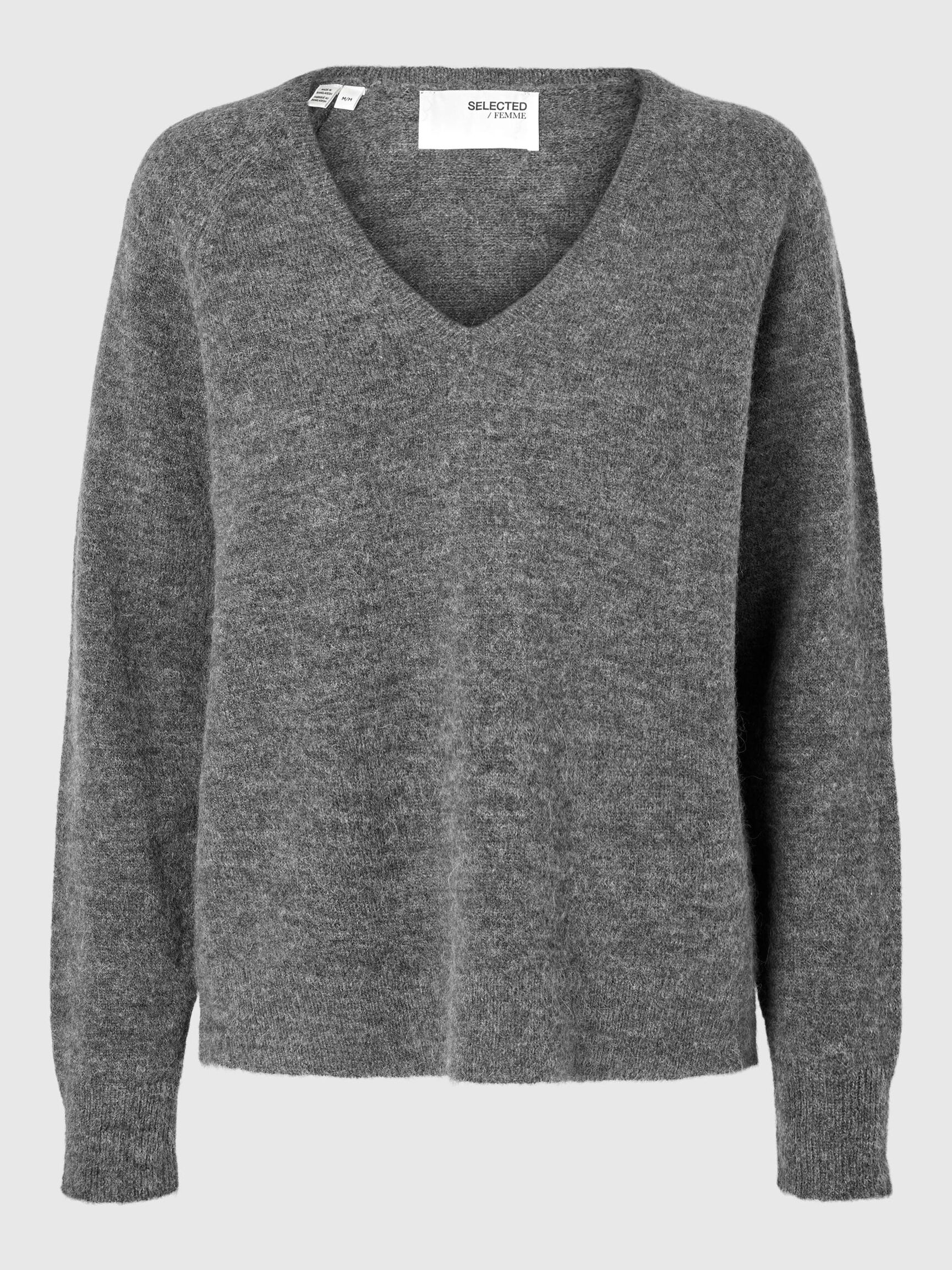 WOLLGEMISCH V-AUSSCHNITT PULLOVER, Medium Grey Melange, highres