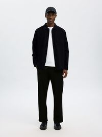 LINEN BLEND OVERSHIRT, Black, highres