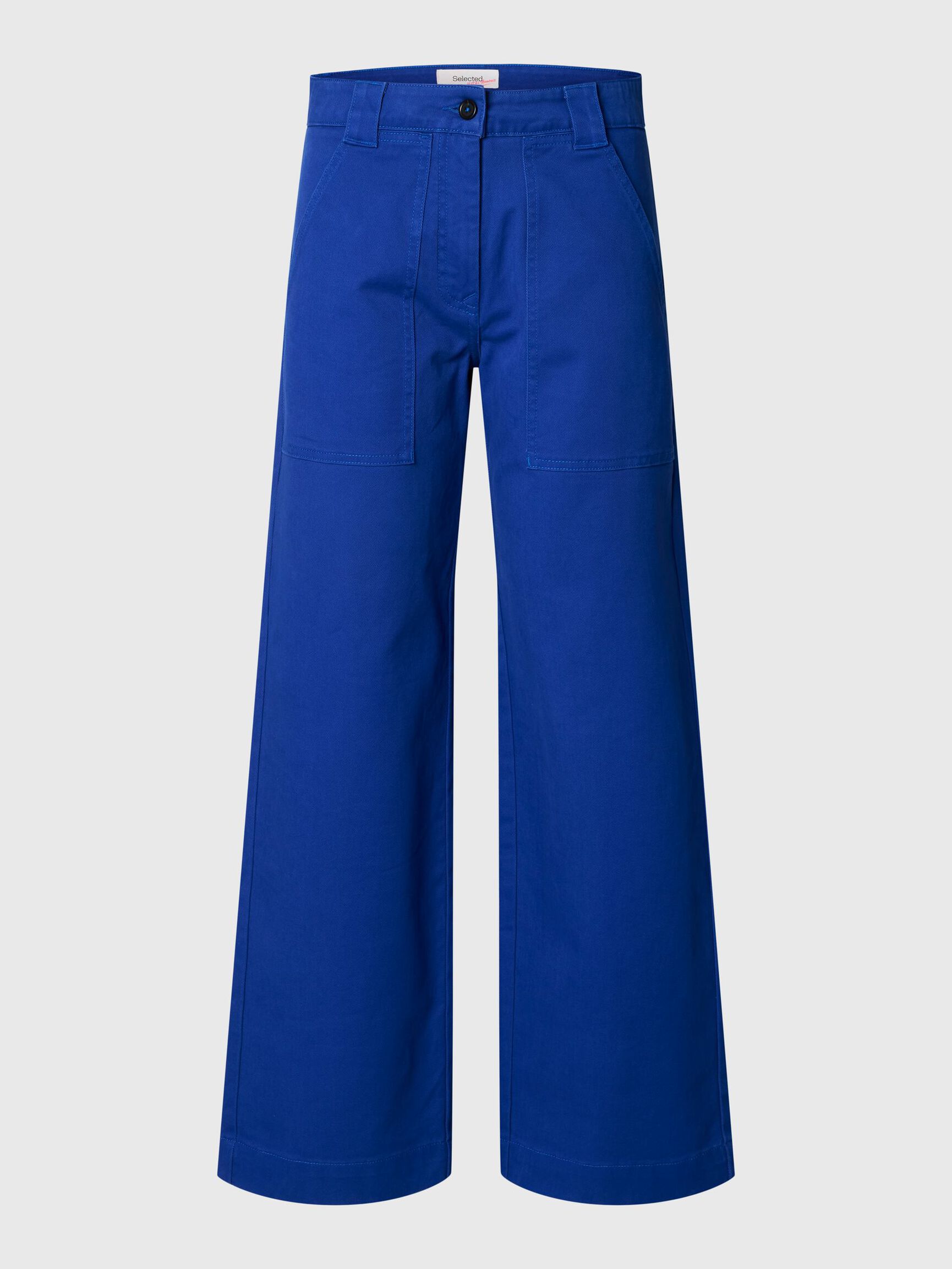 MID WAIST WIDE-LEG TROUSERS, Mazarine Blue, highres