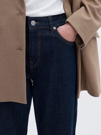 MID WAIST STRAIGHT FIT JEANS, Dark Blue Denim, highres