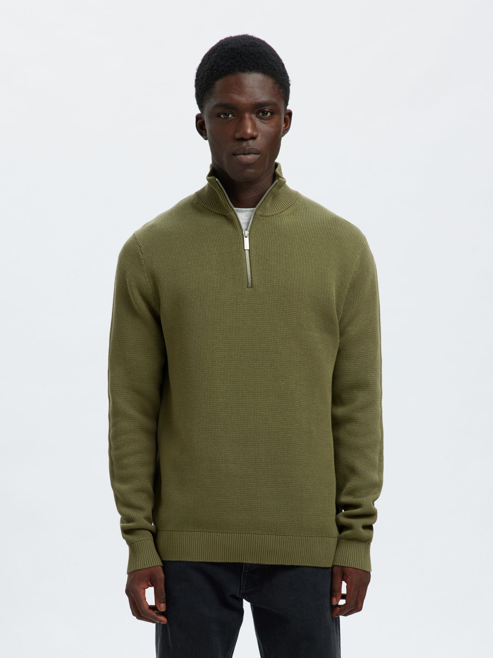 HALF-ZIP PULLOVER, Deep Lichen Green, highres