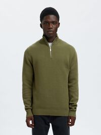 HALF-ZIP PULLOVER, Deep Lichen Green, highres