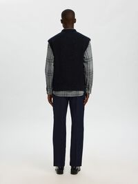 WOOL BLEND KNITTED VEST, Sky Captain, highres