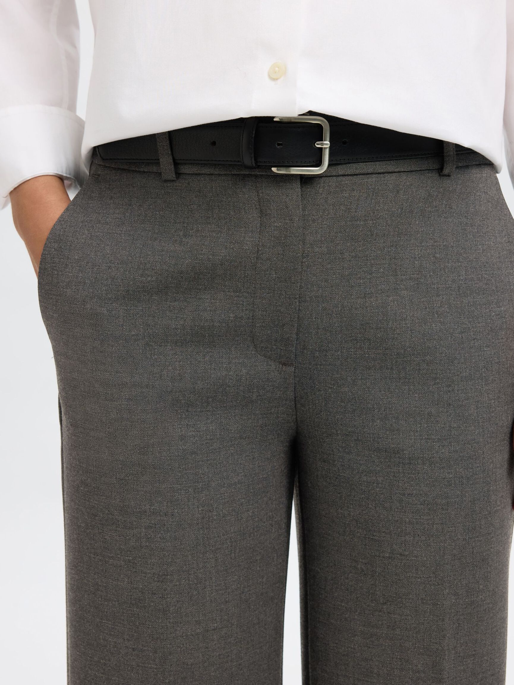 VISCOSEMIX WIDE LEG BROEK, Dark Grey Melange, highres