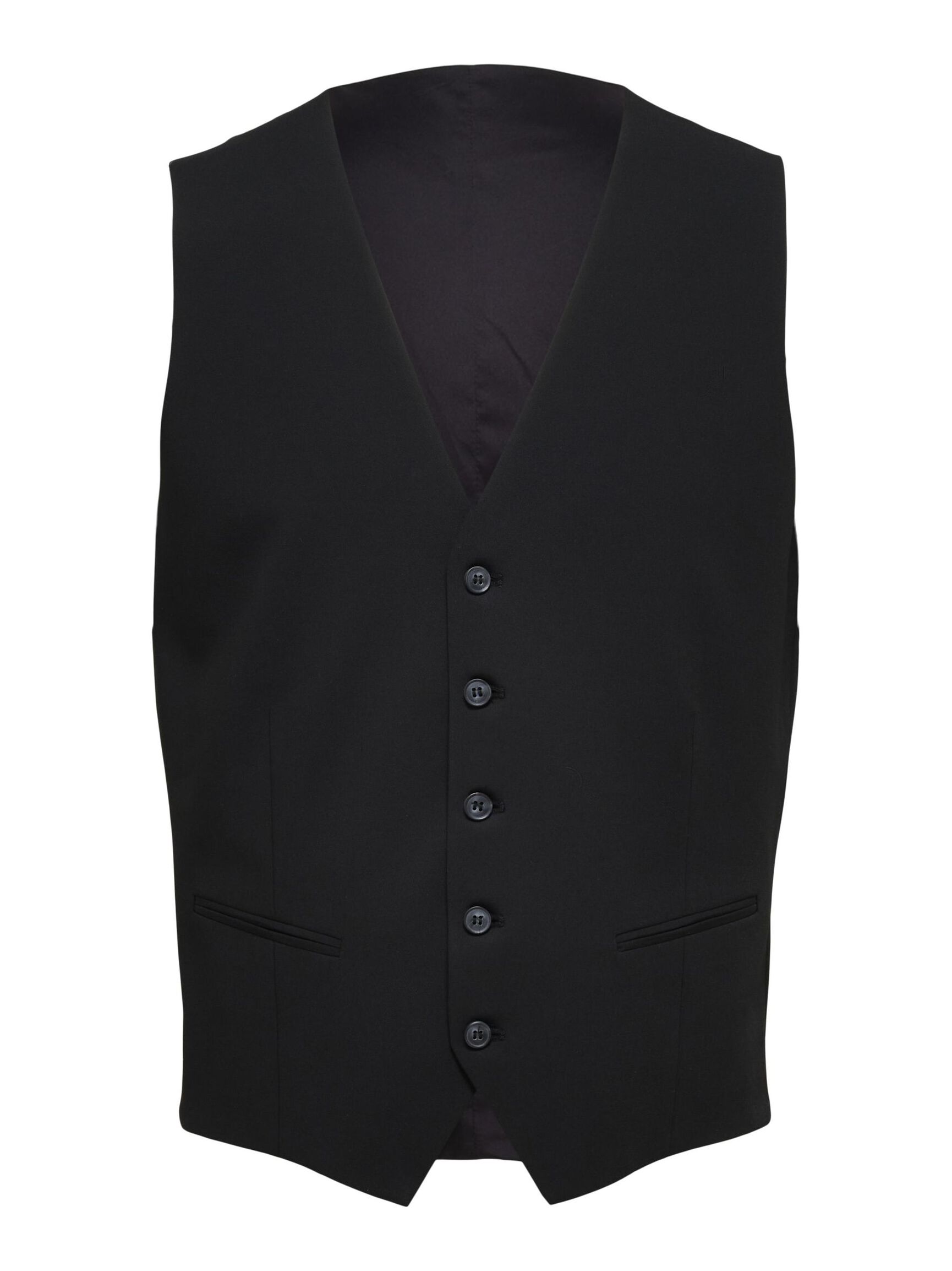COUPE SLIM EN VISCOSE MÉLANGÉE GILET, Black, highres