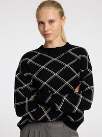 PRINT PULLOVER MIT HOHEM KRAGEN, Black, highres